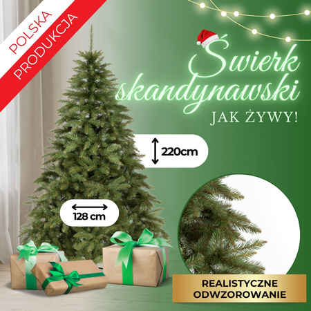 Choinka sztuczna 220 cm świerk skandynawski drzewko świąteczne