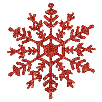 Zawieszki choinkowe 3 szt. śnieżynka 12 cm świąteczna ozdoba czerwona brokatowa