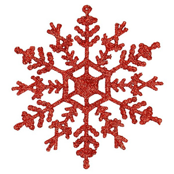 Zawieszki choinkowe 3 szt. śnieżynka 12 cm świąteczna ozdoba czerwona brokatowa