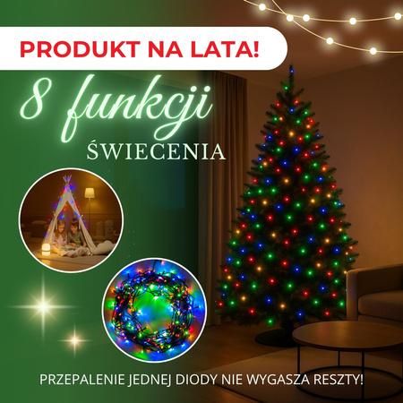 Lampki choinkowe 500 Led multikolor 34,5 m oświetlenie świąteczne