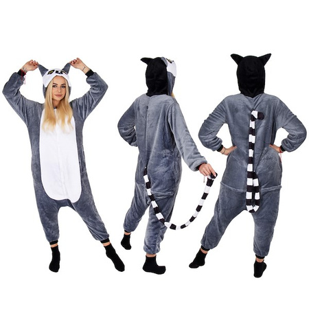 Piżama jednoczęściowa kigurumi damska kombinezon lemur rozmiar L