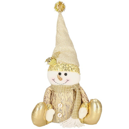 Bałwanek 38 cm dekoracja ozdoba świąteczna, figurka gnom złoty