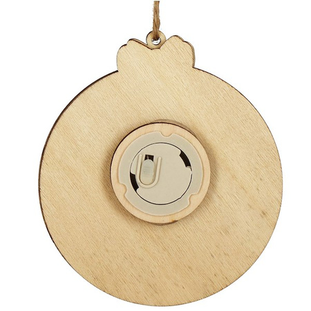 Zawieszka choinkowa bałwan świecąca ozdoba świąteczna drewniana na baterię