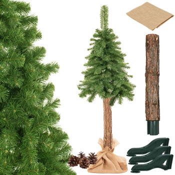 Choinka sztuczna, sosna na pniu, 140 cm drzewko bożonarodzeniowe, zielona