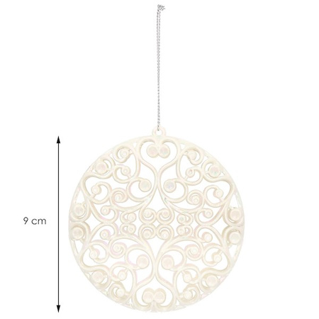 Zawieszka choinkowa kremowa okrągła dekoracja na choinkę 9 cm