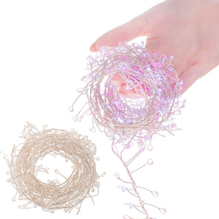 Lampki choinkowe 300 LED druciki różowe