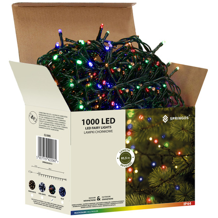 Lampki choinkowe 1000 Led multikolor 81,5 m oświetlenie świąteczne IP44