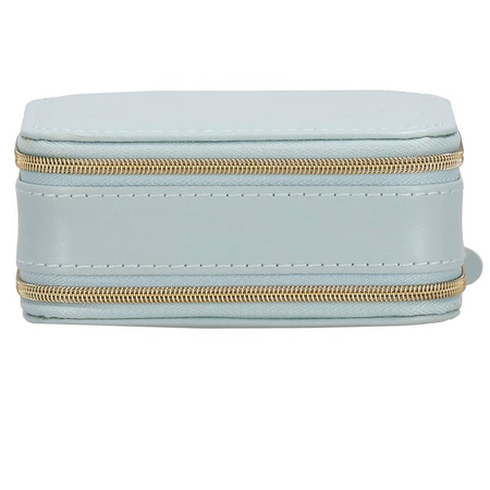 Kufer, szkatułka na biżuterię ekoskóra 11,5x8,5x5,5 cm błękitny z przegródkami