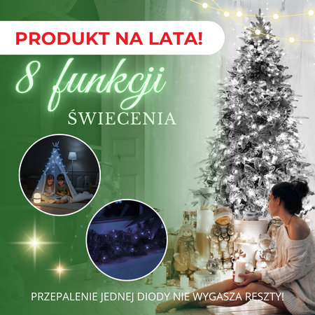 Lampki choinkowe 300 led zimny biały 22,5 m oświetlenie świąteczne