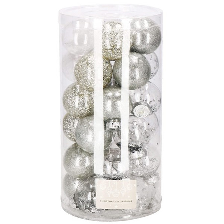 Bombki choinkowe przeźroczyste 30 szt. srebrny, złoty 6cm zestaw choinkowy