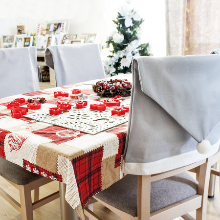 Pokrowiec na krzesło, czapka Mikołaja szara