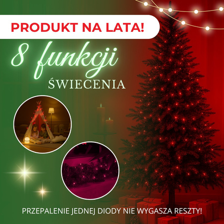 Lampki choinkowe 500 Led czerwony 34,5 m oświetlenie świąteczne