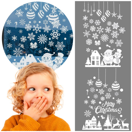 Naklejki świąteczne, dekoracje na okno 62 szt. ozdoby okienne, samoprzylepne, białe