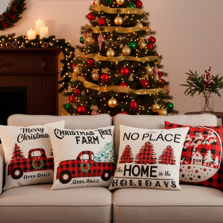 Świąteczki poszewki 40x40 cm 4 szt. na poduszkę jaśka dekoracyjne bożonarodzeniowe