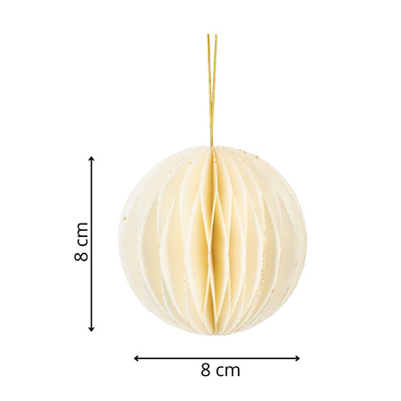 Bombki z papieru 6 szt. ozdoby choinkowe zawieszki świąteczne 8 cm rozkładane, biały