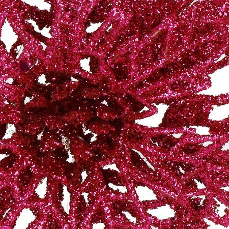 Gwiazda betlejemska, sztuczny kwiat poinsecja 13 cm różowa z brokatem