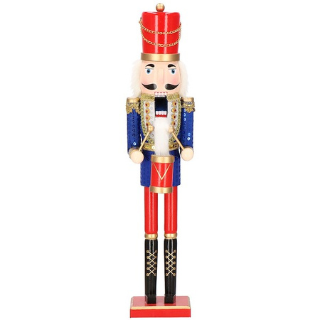 Dziadek do orzechów 51 cm drewniany żołnierzyk niebieski, figurka świąteczna