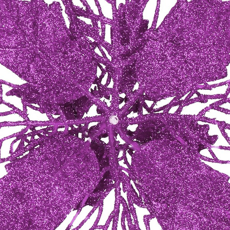 Gwiazda betlejemska, sztuczny kwiat, poinsecja ażurowa fioletowa z brokatem