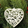 Zawieszka choinkowa serce ażurowe dekoracja na choinkę 9 cm kremowa