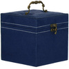 Kufer, szkatułka na biżuterię 12x12x12 cm granatowy z przegródkami welurowy