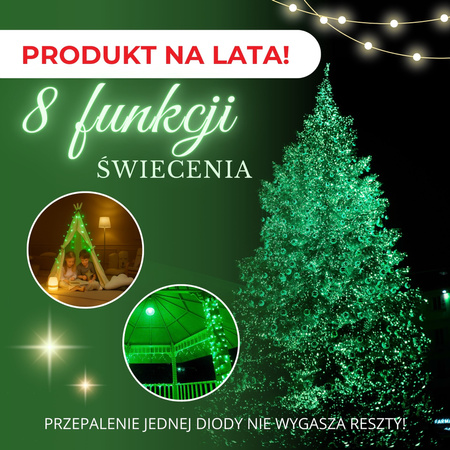 Lampki choinkowe 300 led zielone 22,5 m oświetlenie świąteczne