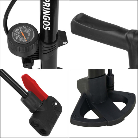 Pompka rowerowa z manometrem 11 bar, pompka podłogowa do rowerów