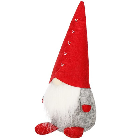 Skrzat 32cm mikołaj ozdoba świąteczna, krasnal świąteczny, gnom szary czerwony