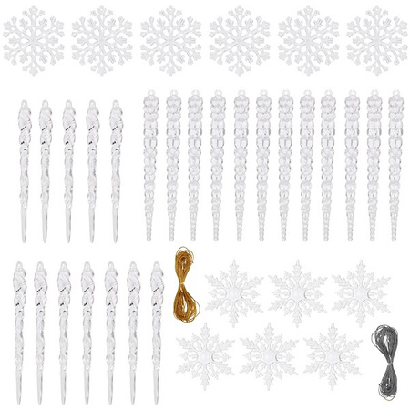 Zawieszka choinkowa 36 szt. akrylowa, świąteczna ozdoba soperl, śnieżynka przezroczysty