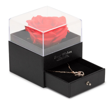 Wieczna róża z naszyjnikiem i pudełkiem prezentowym na dzień kobiet walentynki dla niej