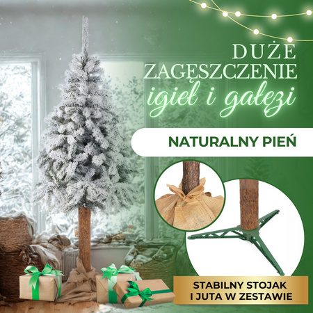 Choinka na pniu sztuczna, świerk śnieżony 220 cm