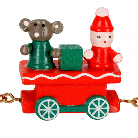 Drewniana ciuchcia, pociąg z wagonikami, ozdoba na święta, aranżacja wnętrz