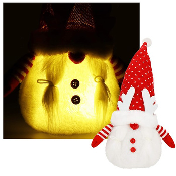 Skrzat świąteczny Led 36 cm ozdoba bożonarodzeniowa na baterie, krasnal gnom