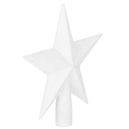 Szpic na choinkę gwiazda 19 cm brokatowy ozdoba świąteczna biała