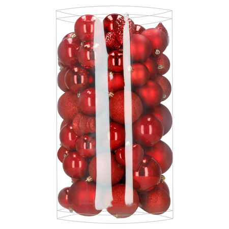 Bombki choinkowe, zestaw 100 szt. dekoracji do stroika nietłukące, czerwone