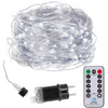 Lampki choinkowe z pilotem 300 led druciki na prąd biały zimny