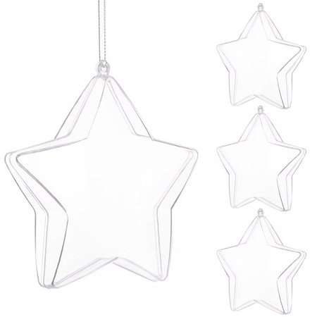 Bombki akrylowe 12cm gwiazda plastikowa decoupage zestaw 4 szt.
