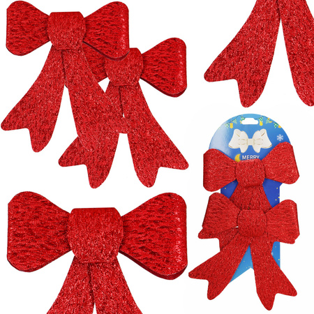 Kokardki na choinkę 2 szt. zawieszki świateczne czerwone