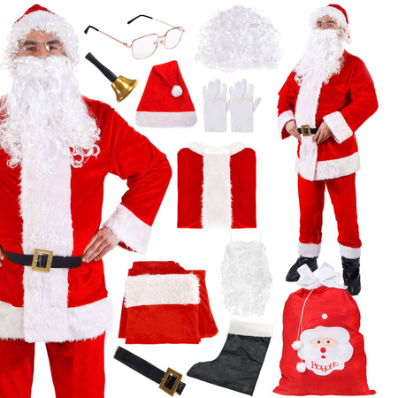 Strój św. Mikołaja zestaw 11 elementowy przebranie świąteczne