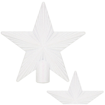 Szpic na choinkę gwiazda 21 cm czubek brokatowy ozdoba świąteczna biała