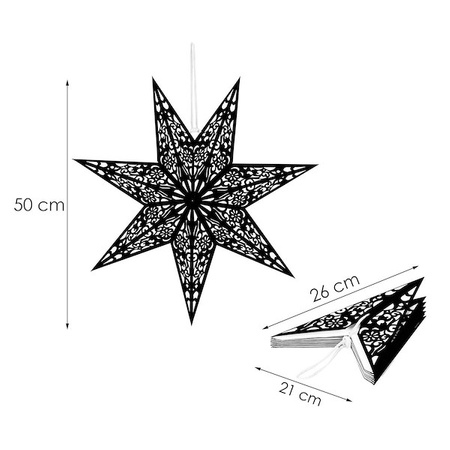Gwiazda świąteczna papierowa 50 cm awieszka choinkowa czarno-biała