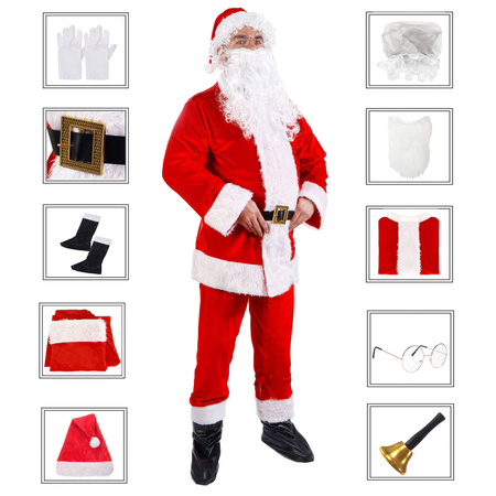 Strój św. Mikołaja zestaw 11 elementowy przebranie świąteczne