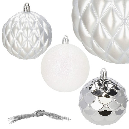 Bombki choinkowe 30 szt. ozdoby świąteczne zestaw 8 cm białe