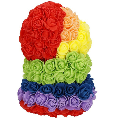 Miś podświetlany z róż 25 cm kolorowy LED ciepły biały
