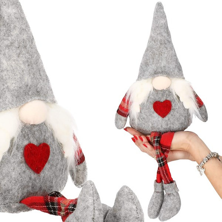 Pani skrzat 48 cm krasnal świąteczny, gnom ze zwisającymi nóżkami szary