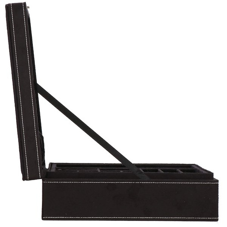 Kuferek, szkatułka na biżuterię 26x26x9 cm czarny, welurowy organizer z przegródkami