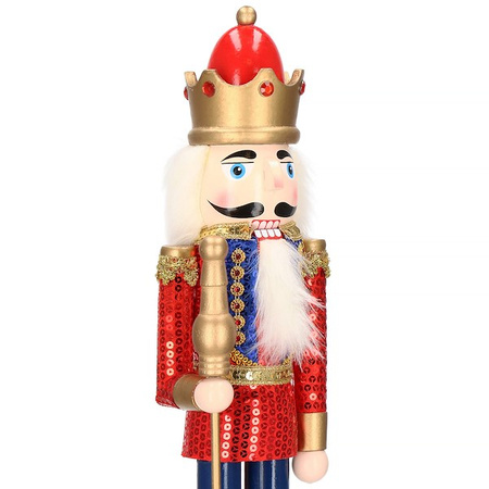 Dziadek do orzechów 50 cm drewniany żołnierzyk z berłem multikolor, figurka świąteczna