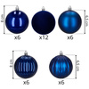Bombki choinkowe 36 szt. komplet ozdób świątecznych zawieszki nietłukące, granatowe