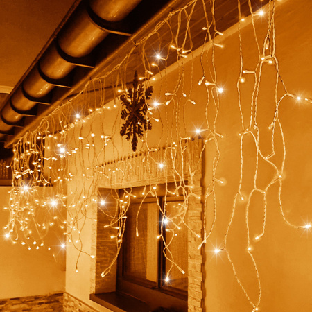 Kurtyna świetlna 1000 led girlanda 45 m lampki wewnętrzno-zewnętrzne sople ciepły biały z zimnym białym flash