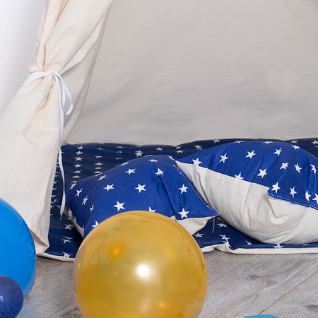 Namiot Tipi dla dzieci wigwam z poduszkami granatowy w gwiazdki