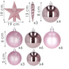 Bombki choinkowe 33 szt. ozdoby świąteczne zestaw z gwiazdą różowe